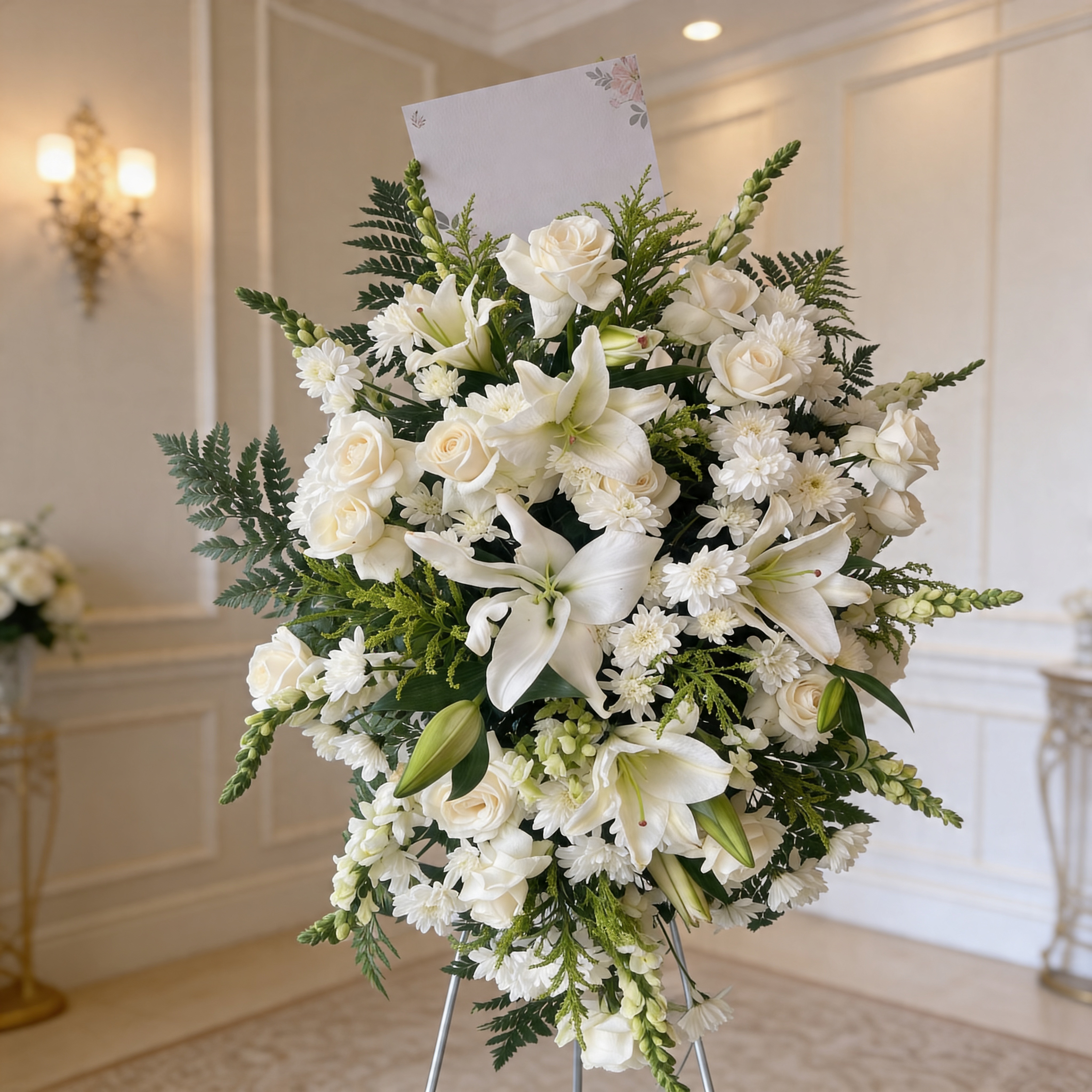 Elegant sympathy flower bouquet for funeral and condolence occasions